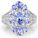 2.07 Carat Genuine Tanzanite .925 Sterling Silver Ring