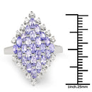 2.40 Carat Genuine Tanzanite and White Topaz .925 Sterling Silver Ring
