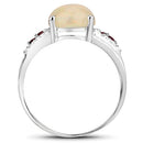 2.05 Carat Genuine Ethiopian Opal, Pink Tourmaline and White Topaz .925 Sterling Silver Ring
