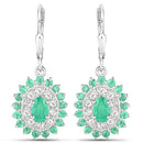 6.53 Carat Genuine Zambian Emerald and White Topaz .925 Sterling Silver 3 Piece Jewelry Set (Ring, Earrings, and Pendant w/ Chain)