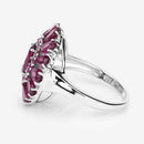 6.19 Carat Genuine Rhodolite and White Topaz .925 Sterling Silver Ring