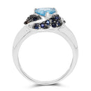 1.61 Carat Genuine Swiss Blue Topaz & Blue Sapphire .925 Sterling Silver Ring