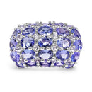 7.29 Carat Genuine Tanzanite and White Topaz .925 Sterling Silver Ring