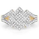 14K Yellow Gold Plated 0.32 Carat Genuine White Diamond .925 Sterling Silver Ring