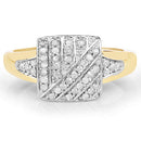 14K Yellow Gold Plated 0.23 Carat Genuine White Diamond .925 Sterling Silver Ring