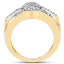 14K Yellow Gold Plated 0.30 Carat Genuine White Diamond .925 Sterling Silver Ring