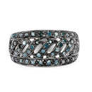 0.60 Carat Genuine Blue Diamond .925 Sterling Silver Ring