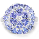 2.96 Carat Genuine Tanzanite and White Diamond .925 Sterling Silver Ring