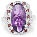 6.40 Carat Genuine Amethyst and Garnet .925 Sterling Silver Ring