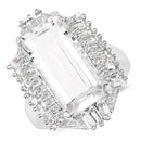 9.77 Carat Genuine Crystal Quartz & White Topaz .925 Sterling Silver Ring
