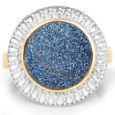 4.90 Carat Genuine Cobalt Blue Drusy .925 Sterling Silver Ring