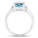 3.55 Carat Genuine London Blue Topaz & White Topaz .925 Sterling Silver Ring