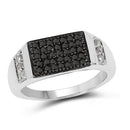 0.55 Carat Genuine Black Diamond and White Diamond .925 Sterling Silver Ring