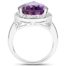 9.00 Carat Genuine Amethyst .925 Sterling Silver Ring