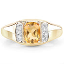 14K Yellow Gold Plated 1.36 Carat Genuine Citrine & White Topaz .925 Sterling Silver Ring