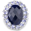 17.81 Carat Dyed Sapphire and Tanzanite .925 Sterling Silver Ring