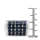 3.51 Carat Genuine Blue Sapphire & White Diamond .925 Sterling Silver Ring