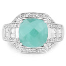 4.09 Carat Genuine Emerald and White Topaz .925 Sterling Silver Ring