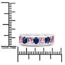 1.40 Carat Genuine Pink Sapphire and Blue Sapphire .925 Sterling Silver Ring