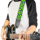 Guitar Strap - Question Mark Scattered Lime Green Purple