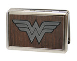 Business Card Holder - LARGE - Wonder Woman Logo Marquetry Black Walnut Metal