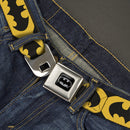 Batman Full Color Black Silver Black Seatbelt Belt - Bat Signal-5 Black/Yellow/Black Webbing