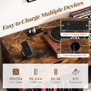 Record Player Stand with Power Outlet-Rustic Brown