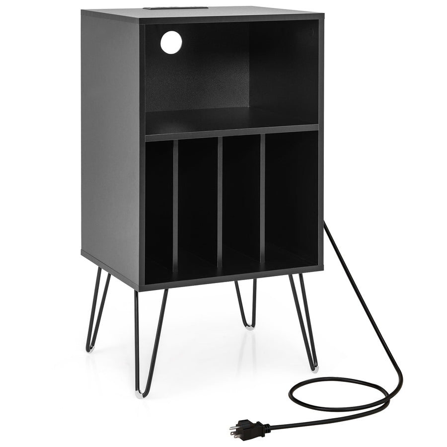 Record Player Stand with Charging Station