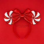 Red Candycane Sparkle Mickey Ears