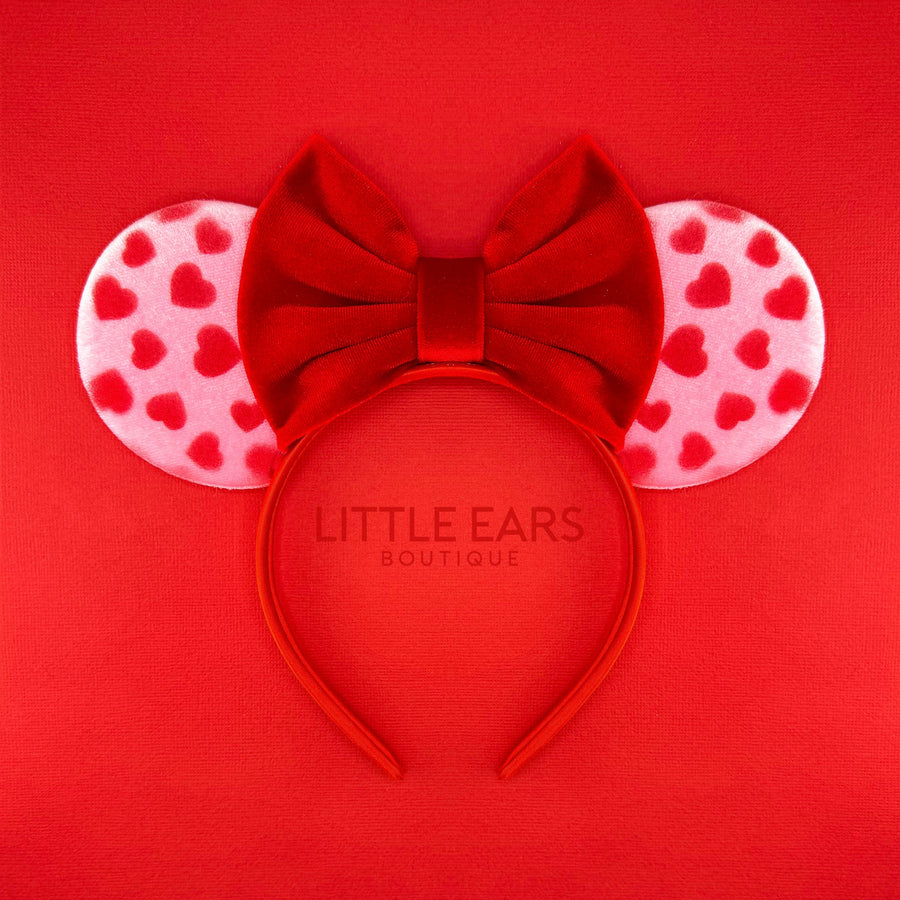 Red & Pink Hearts Velvet Ears