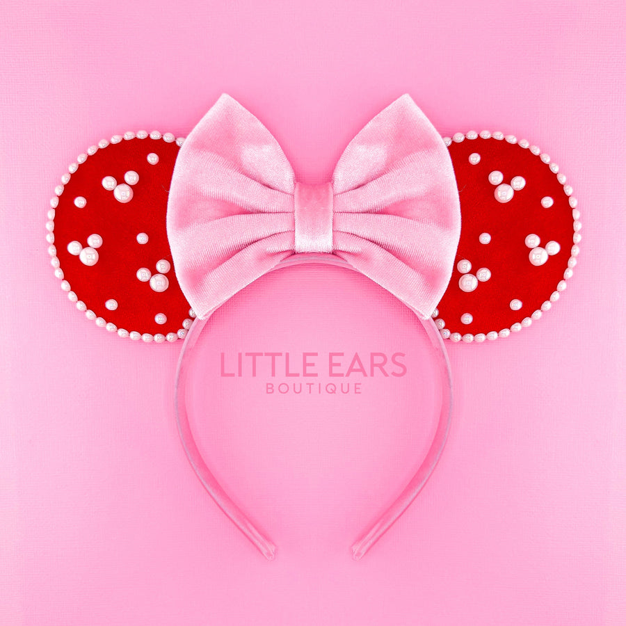 Red & Pink Pearls Ears