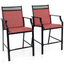Outdoor Counter Stools Set of 2 Heavy-Duty Barstools with Footrest and Armrests