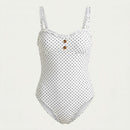 California Sunshine Juniors Pin Dot One Piece Swimsuit, Size Medium