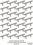 Jamison Collection J224-SN 3 Inch Bar Cabinet Pull Satin Nickel, LOT OF 24