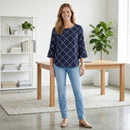 Charter Club Printed 3/4-Sleeve Blouse ,Size Large