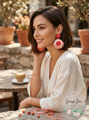 INC International Concepts Gold-Tone Beaded & Fringe Drop Earrings (Coral)