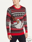 Blizzard Bay Mens Sloth Tree Ugly Christmas Sweater, Red/Grey/Black, Size XL