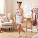 Sequin Hearts Big Girls Bow Top, Size 12/Pink