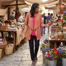 Jm Collection Draped-Front Ruched-Sleeve Cardigan, Size Small