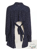 Bardot Open-Back Polka Dot Blouse, Size XS