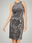 Nightway Womens Velvet Cocktail Sheath Dress, Size 10