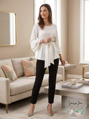 Alfani Faux-Fur-Cuff Tie-Front Blouse