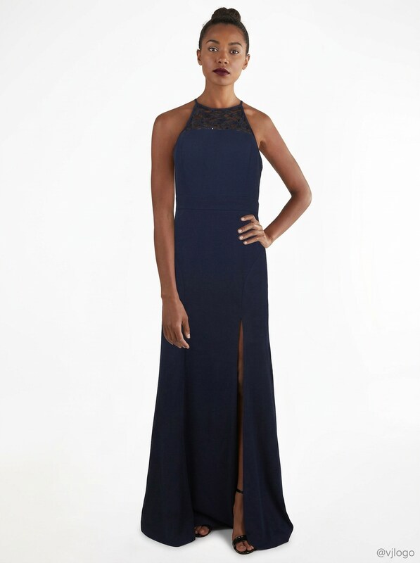 emerald sundae lace dress Emerald Sundae Juniors Lace-Trim Halter Dress, Navy, Size XS