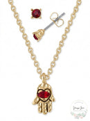 Rachel Rachel Roy Gold-Tone Red Crystal Stud Earrings & Pendant Neckle