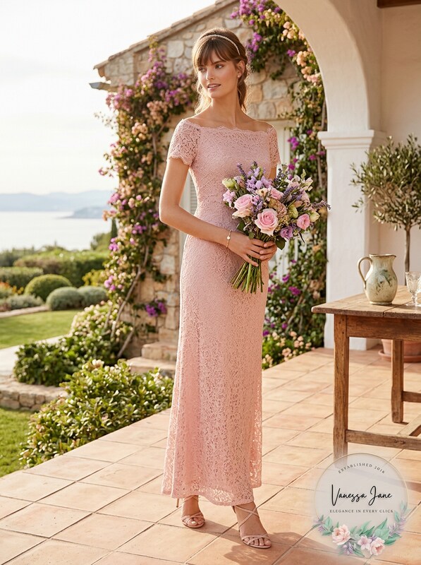 adrianna papell off shoulder dress 2 Tone Jacquard Fit And Flare Midi In Navy Blush black tie weddings Adrianna Papell Off-The-Shoulder Chiffon Gown