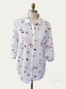 Charter Club Linen Nautical-Print Blouse, Size XS