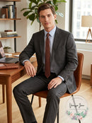 Dkny Mens Modern-Fit Stretch Charcoal/Brown Plaid Suit Separate Jacket,40L
