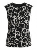 Kasper Womens Black Sleeveless Keyhole Blouse, Size PM