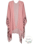 Rebecca Minkoff Womens Sweater One Shibori Paisley Ruana Wrap Pink One Size