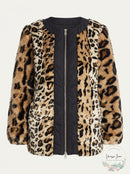Donna Karan New York Leopard Print Faux Fur Jacket, Size Large